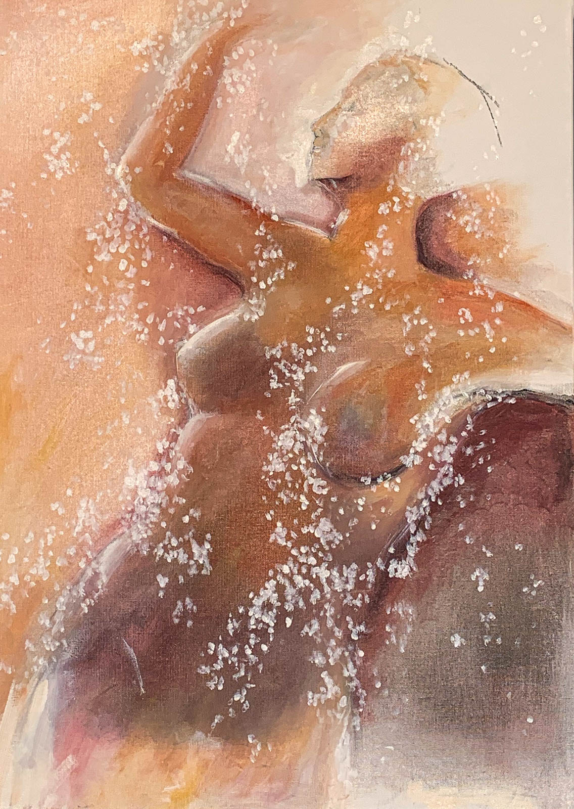 Seins de bronze sous la fontaine